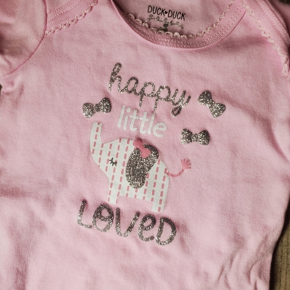 Duck Duck Goose Pink and Gray Matching Baby Girl Elephant Outfit Size 6-9M EUC - Picture 13 of 16